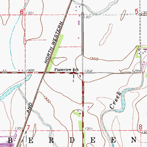 Topographic Map of Plainview School, SD