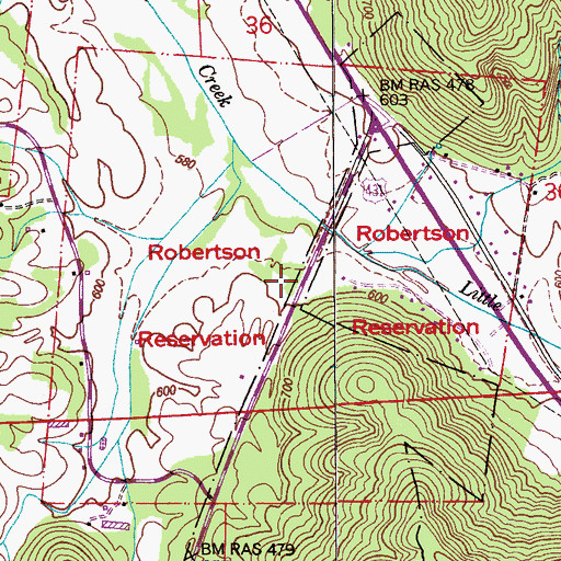 Topographic Map of Robertson Reservation (historical), AL