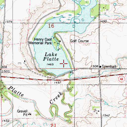 Topographic Map of Lake Platte, SD