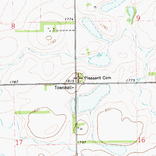 Topographic Map of Pleasant Cemetery, SD