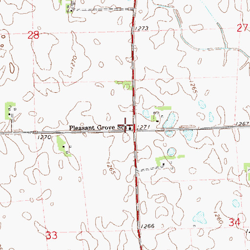 Topographic Map of Pleasant Grove School, SD