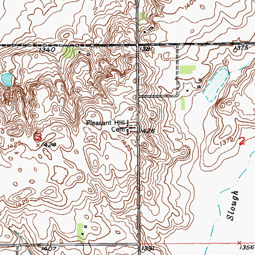 Topographic Map of Pleasant Hill Cemetery, SD