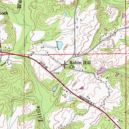 Topographic Map of Robin Hill Church, AL