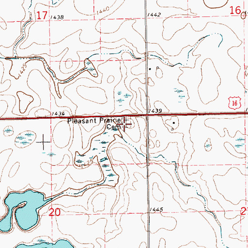 Topographic Map of Pleasant Prairie Cemetery, SD