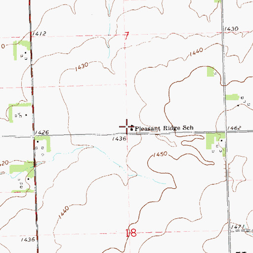 Topographic Map of Pleasant Ridge School, SD