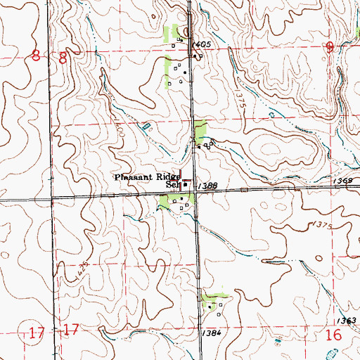 Topographic Map of Pleasant Ridge School, SD