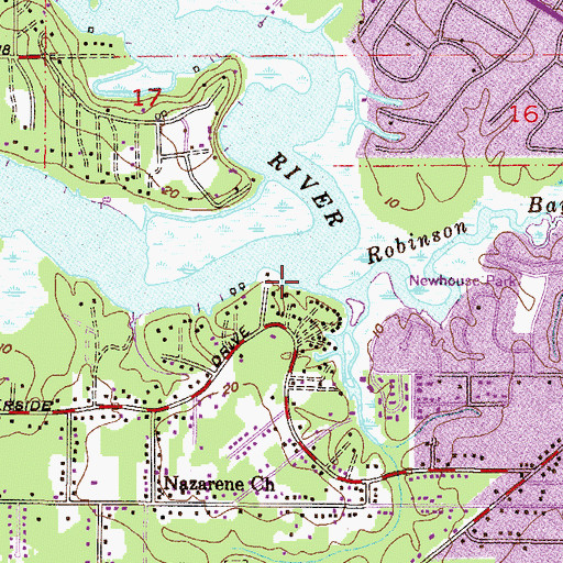 Topographic Map of Robinson Bayou, AL