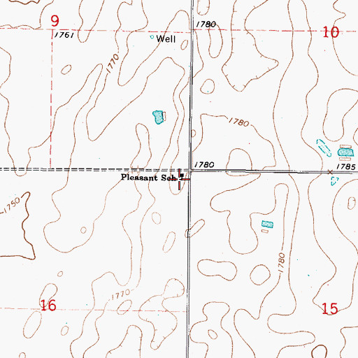 Topographic Map of Pleasant School, SD