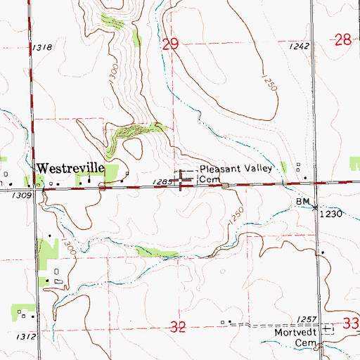 Topographic Map of Pleasant Valley Cemetery, SD