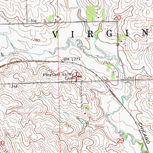 Topographic Map of Pleasant Valley Cemetery, SD