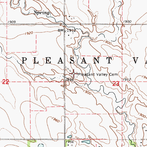 Topographic Map of Pleasant Valley Cemetery, SD