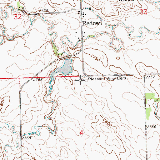 Topographic Map of Pleasant Valley Cemetery, SD