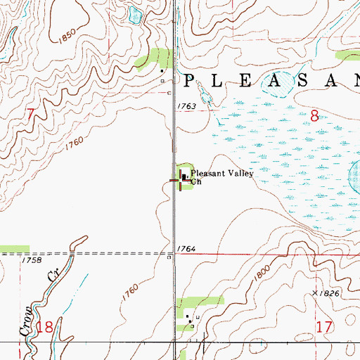 Topographic Map of Pleasant Valley Church, SD