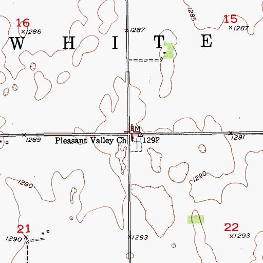 Topographic Map of Pleasant Valley Church, SD