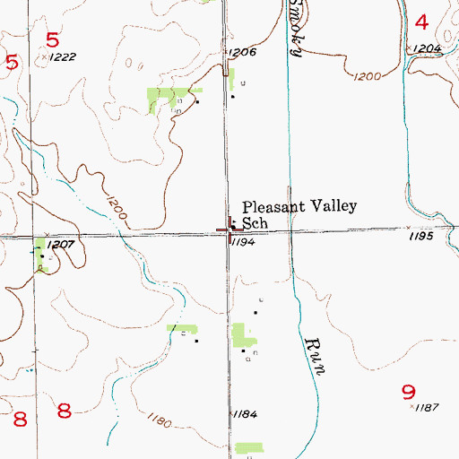 Topographic Map of Pleasant Valley School, SD