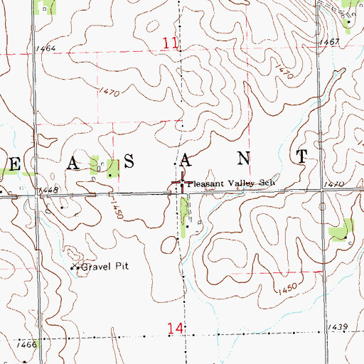Topographic Map of Pleasant Valley School, SD