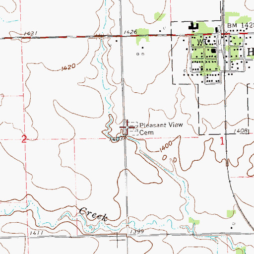 Topographic Map of Pleasant View Cemetery, SD