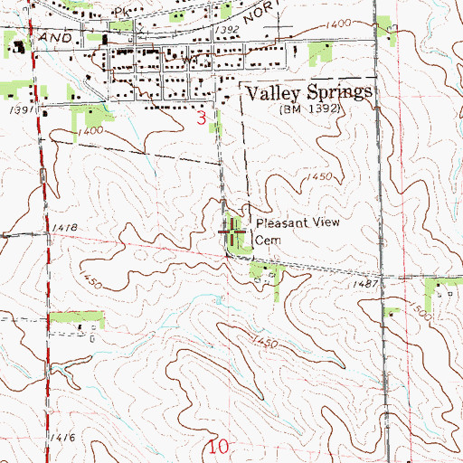 Topographic Map of Pleasant View Cemetery, SD