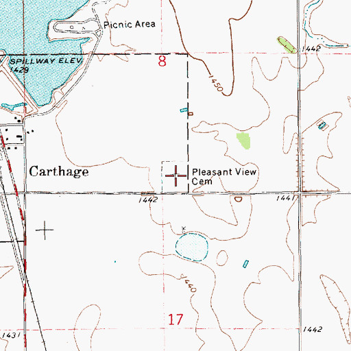 Topographic Map of Pleasant View Cemetery, SD