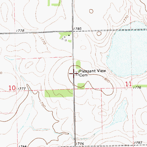 Topographic Map of Pleasant View Cemetery, SD