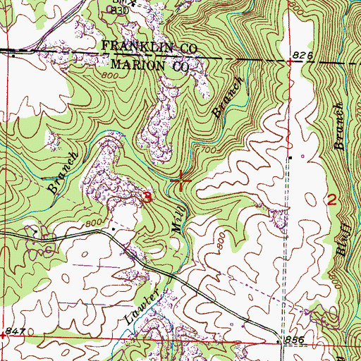 Topographic Map of Robinson Branch, AL