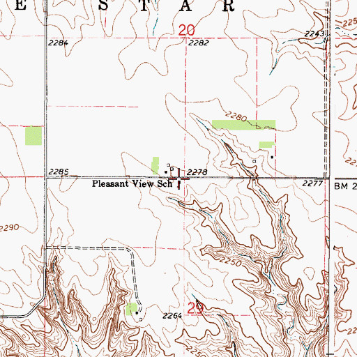 Topographic Map of Pleasant View School, SD
