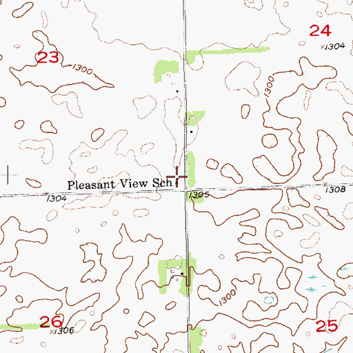 Topographic Map of Pleasant View School, SD