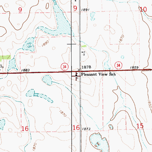 Topographic Map of Pleasant View School, SD