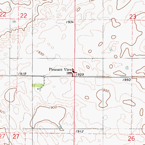 Topographic Map of Pleasant View School, SD