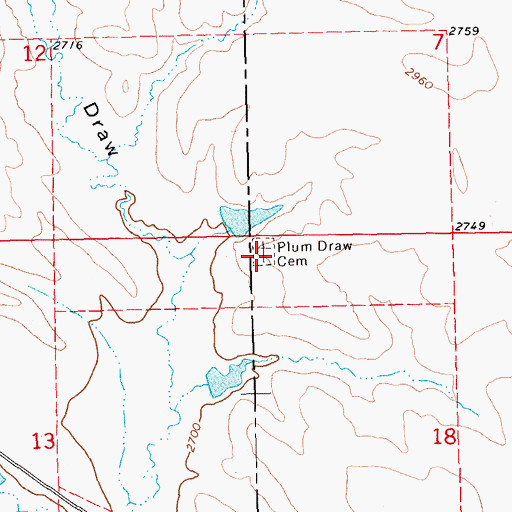 Topographic Map of Plum Draw Cemetery, SD