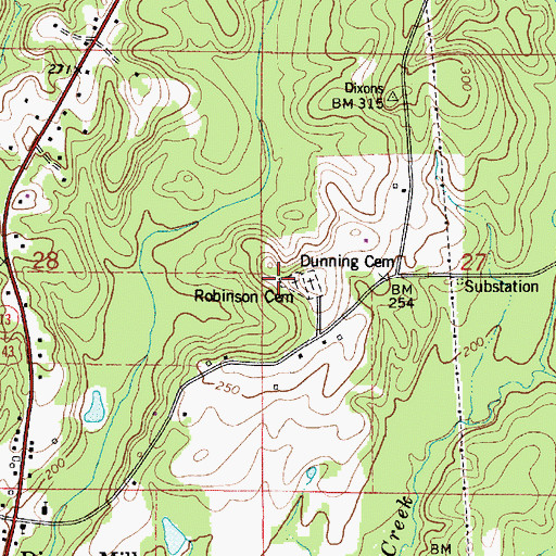 Topographic Map of Robinson Cemetery, AL