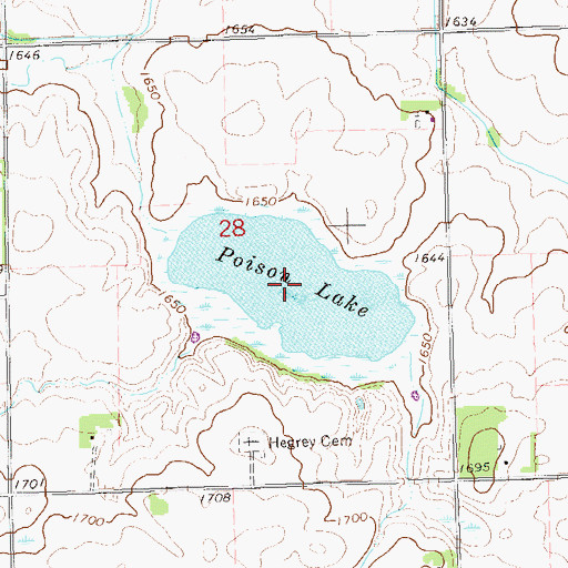 Topographic Map of Poison Lake, SD