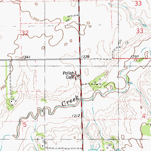 Topographic Map of Polish Cemetery, SD