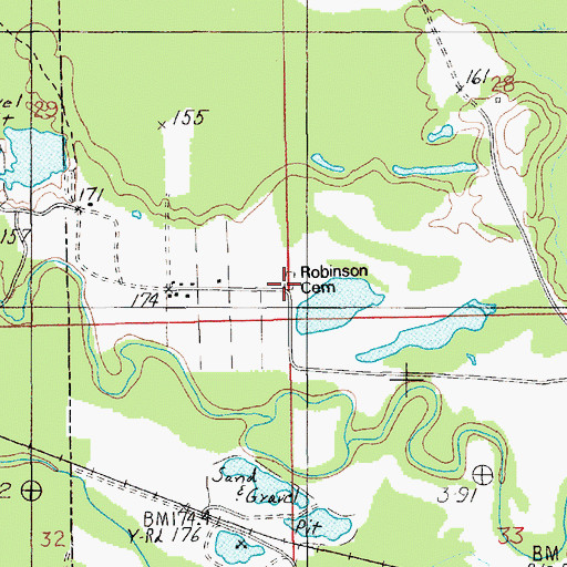 Topographic Map of Robinson Cemetery, AL