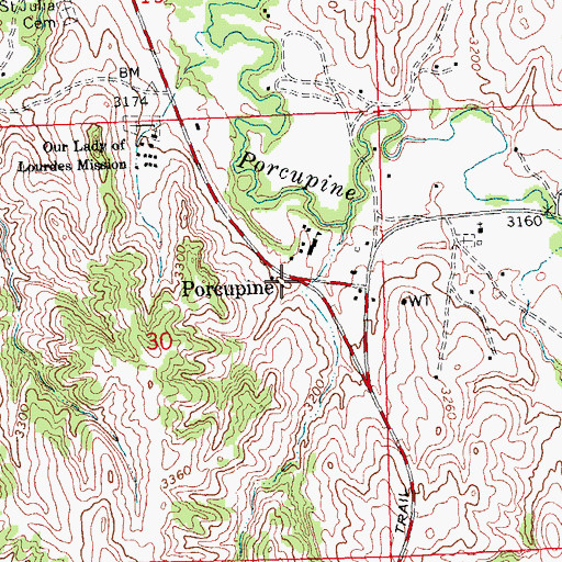Topographic Map of Porcupine, SD