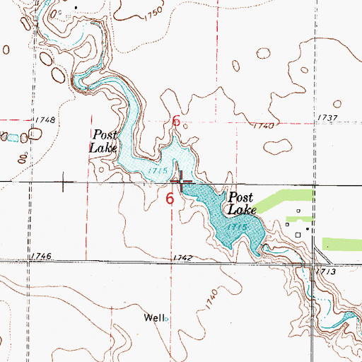 Topographic Map of Post Lake, SD