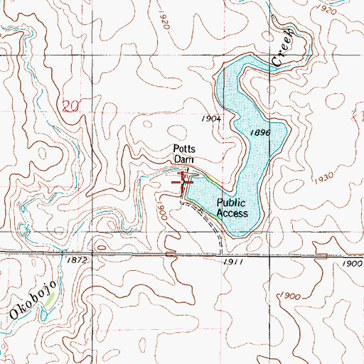 Topographic Map of Potts Dam, SD