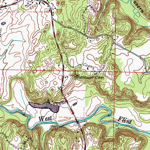 Topographic Map of Robinson Cemetery, AL