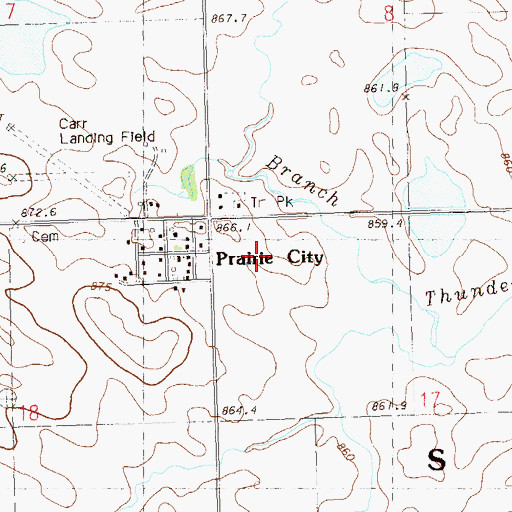 Topographic Map of Prairie City, SD
