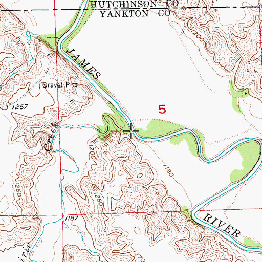 Topographic Map of Prairie Creek, SD