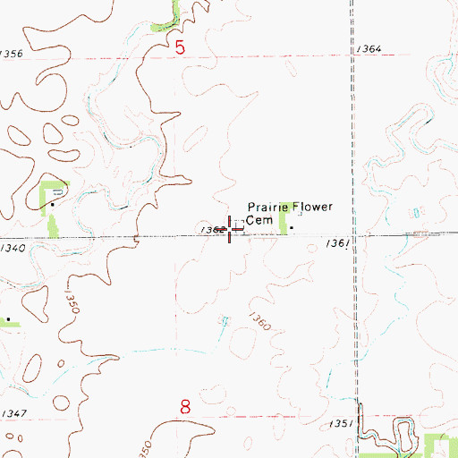 Topographic Map of Prairie Flower Cemetery, SD