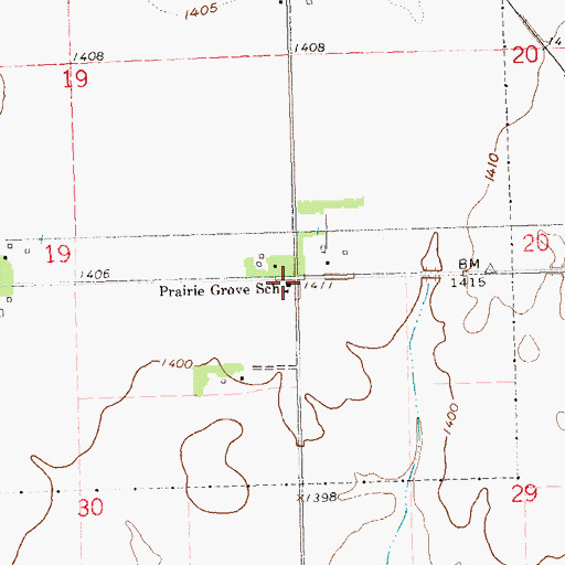 Topographic Map of Prairie Grove School, SD