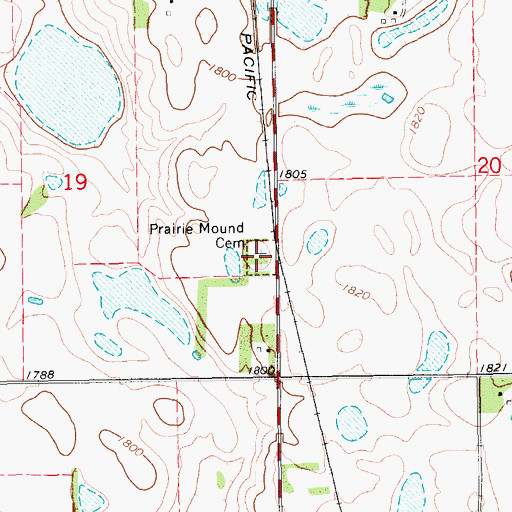 Topographic Map of Prairie Mound Cemetery, SD