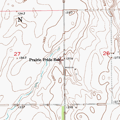 Topographic Map of Prairie Pride School, SD