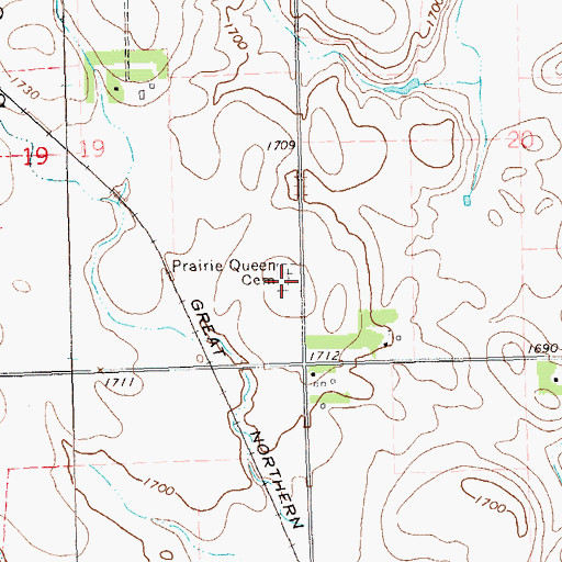 Topographic Map of Prairie Queen Cemetery, SD