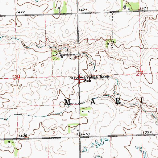 Topographic Map of Prairie Rock School, SD