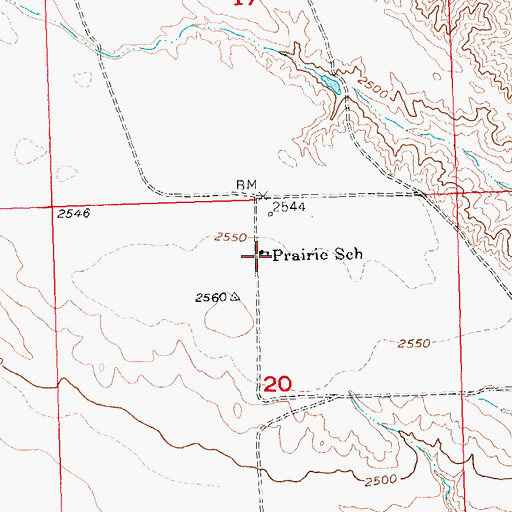 Topographic Map of Prairie School, SD