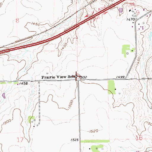 Topographic Map of Prairie View School, SD