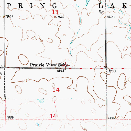 Topographic Map of Prairie View School, SD