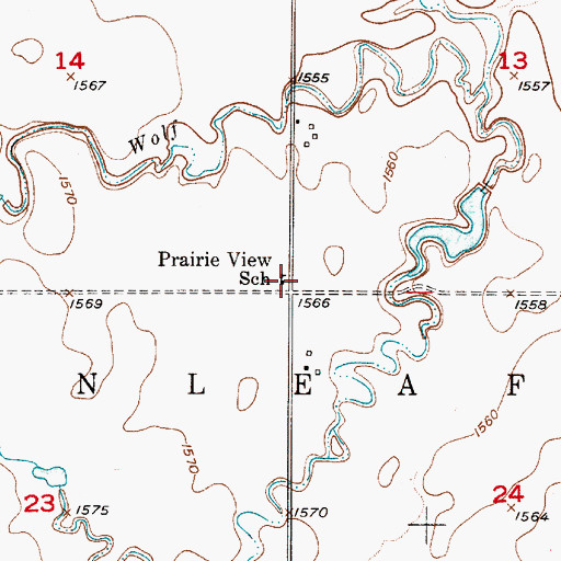 Topographic Map of Prairie View School, SD